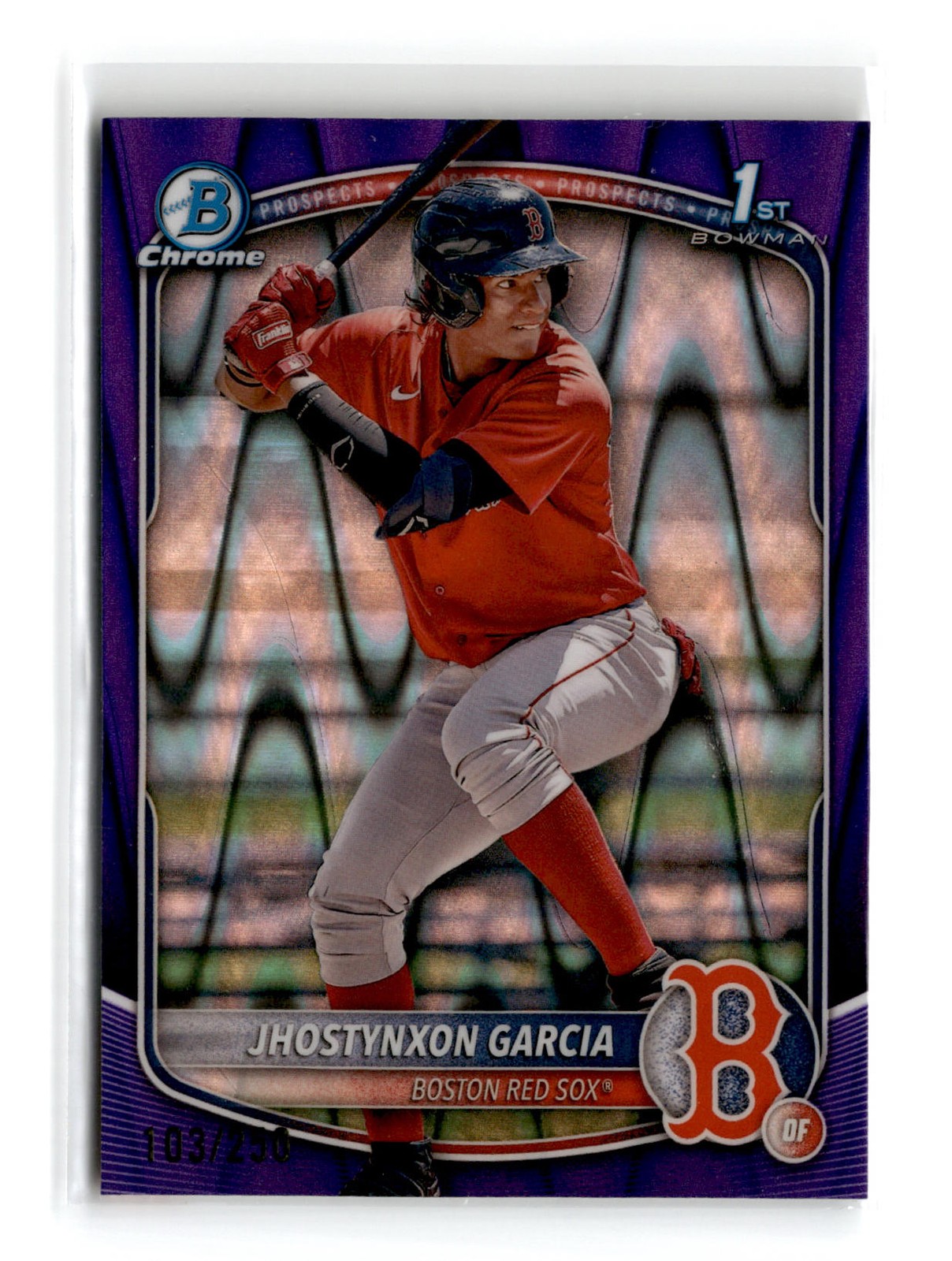 Jhostynxon Garcia 2025 Bowman Chrome Prospects 1st Purple Raywave Refractor /250