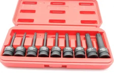 TMAX 9pc Torx Plus IP 3"L 6 Point Black Impact Bit Socket Set 1/2" Square Drive