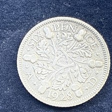 1928 Great Britain George V Sixpence Coin - Uncertified, Era 1910-1936