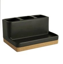 Better Homes Black Ceramic Bathroom Countertop Organizer Vanity Toothbrush Tray