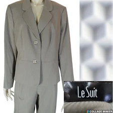 LE SUIT~NWT $200~TAUPE CAREER PANT SUIT FITTED BLAZER STRAIGHT LEG PANTS SZ:14