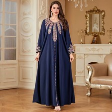 Muslim Dubai Kaftan Abaya Turkey Women Loose Embroidery Long Party Robe Dresses