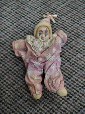 Vintage Clown Doll W/ Porcelain Head & Bean Bag Body