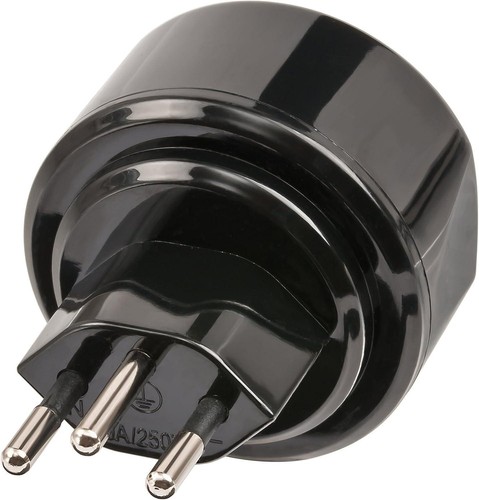 Reiseadapter, Eurobuchse auf Schweiz/CH-Stecker, schwarz - Bild 2 von 2