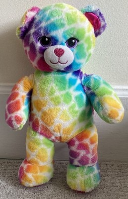 Build A Bear Plush Teddy Rainbow Safari Stuffed BAB 2017 Retired Colorful Neon
