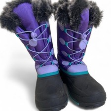 Girls Kamik Youth Winter Snow Boots Size 6, Faux Fur, Purple/Blue, Bungee