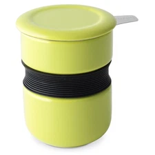 FORLIFE Curve Asian Style Tea Cup with Infuser and Lid 12 ounces, Lime