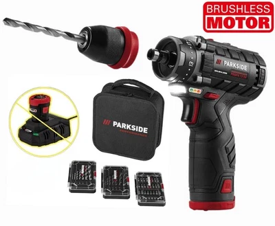 Parkside Performance 12V Cordless Drill Driver Set - No Battery - No Charger
