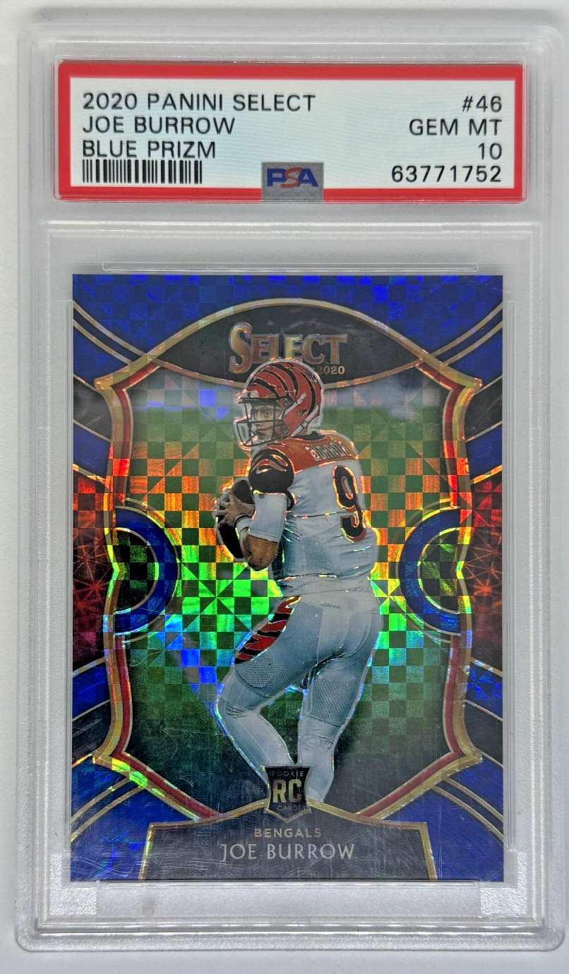 2020 Select Joe Burrow #46 Blue Prizm Rookie /175 - PSA 10