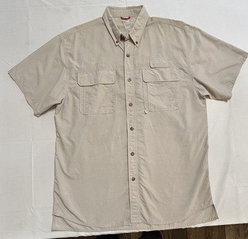 VF Solutions BOY SCOUTS Mens XL Shirt Beige Short Sleeve Vented Button Up BSA