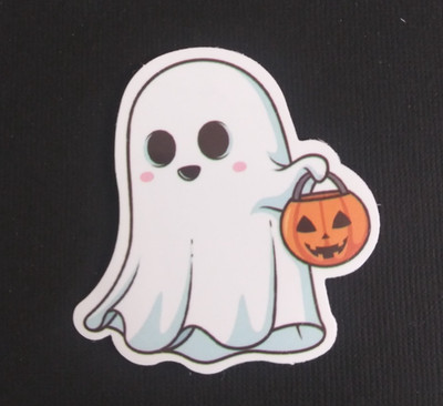 Ghost Trick Or Treating Halloween Sticker 2.38'' x 2.25'' (H)