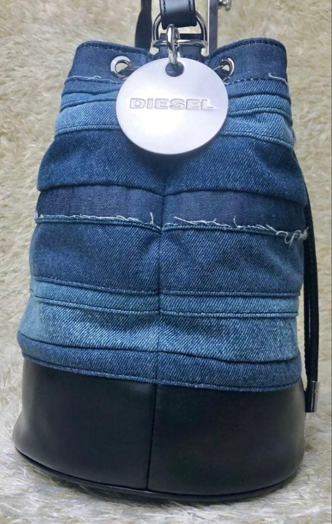 Diesel Patchwork Drawstring Bucket Shoulder Bag I… - image 2