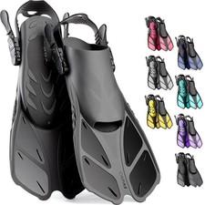 Snorkel Fins, Swim Fins Travel Size Short Adjustable for Snorkeling Diving Ad...