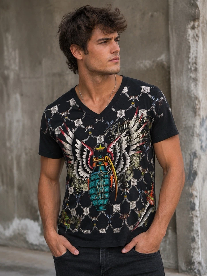 VINTAGE CHRISTIAN AUDIGIER AOP Small Vintage Y2K Ed Hardy -1992 - Image 1 of 4