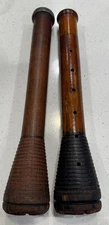 19th-century wooden textile mill bobbins / quills (also called pirns)