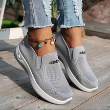 Womens Ladies Running Trainers Slip On Sports Sneakers Mesh Comfy Gym Shoes Size