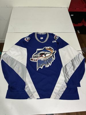 #ad Vintage Baton Rouge Kingfish Jersey XL Blue CCM Hockey ECHL Minor 90s Sportswear $178.49
