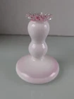 Vintage Fenton Peach (Pink) Crest Milk Glass Candlesticks 5”
