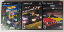 PS2 Racing Game Lot of 3 Hot Wheels Corvette Ford Mustang CIB Complete Tested