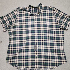 Polo Ralph Lauren Mens Big Tall 4XLT 100 Cotton Green Beige Plaid Shirt NWT