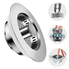 3 in 1 Kitchen Sink Drain Strainer Stopper Combo Pop Up Basket Stainless Steel