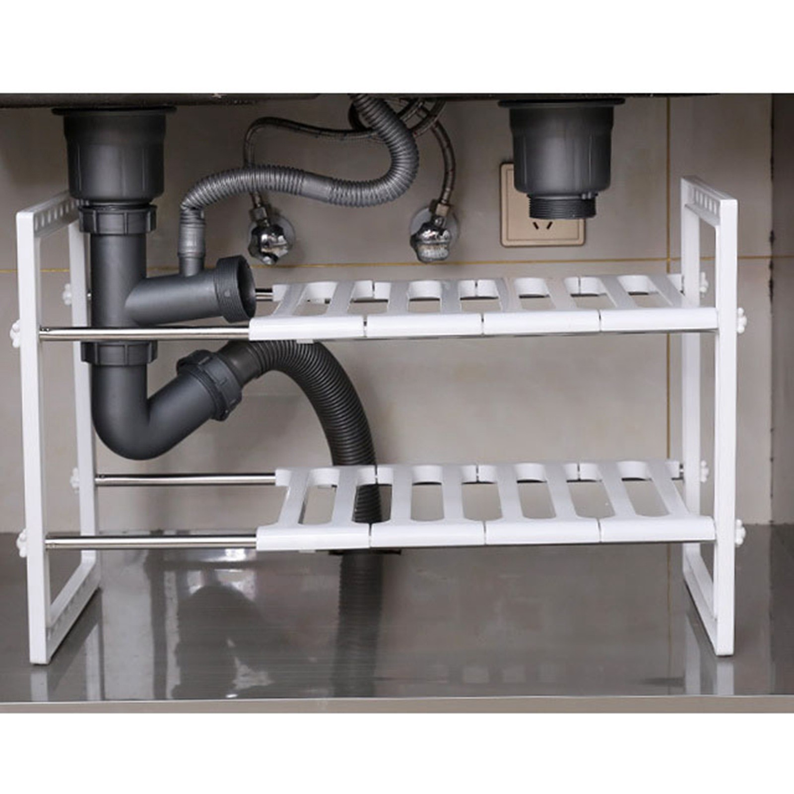 Double Layer Stainless Steel Under Sink Organizer Shelf For Kitchen Trending