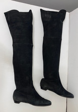 Jimmy Choo Bree Suede Flat Knee High Boots OTK Black Italy 35 US 5 Tall FAIR