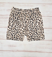 NEW SHEIN GIRLS 11-12 BLACK TAN BEIGE LEOPARD CHEETAH BIKER STRETCH SHORTS