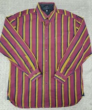 Tommy Hilfiger 80's 2 Ply Fabric Long Sleeve Button Up Shirt Sz Large Maroon 90s