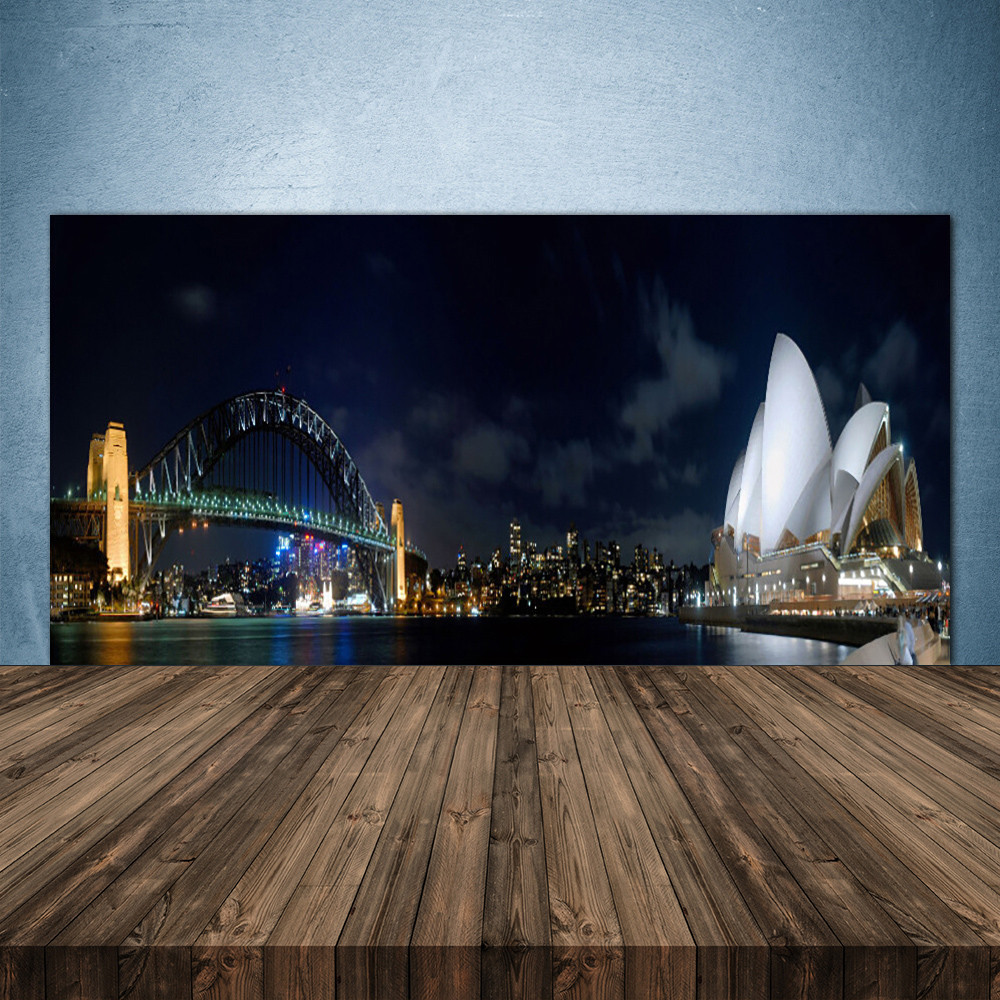 Crédence de cuisine en verre 140x70cm motif Sydney Pont Ville pour protection murale