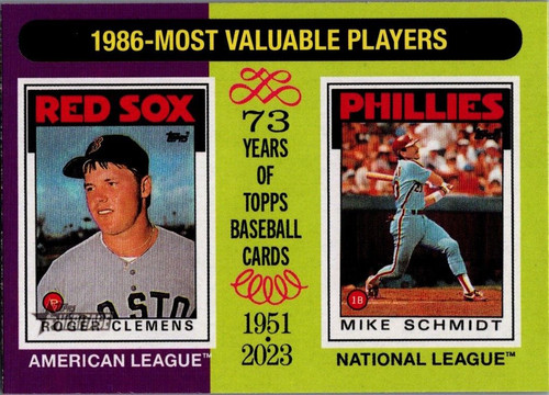2024 Topps Heritage #197 Mike Schmidt / Roger Clemens | Baseball Card