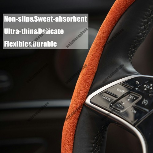 Cubierta de gamuza para volante ajuste universal marrón agarre del volante envoltura a presión - Imagen 4 de 7