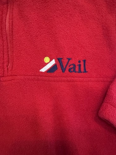 Vintage Vail Ski Kids Size 4 Fleece Pullover 1/4 Zip Red Made in USA 80s 90s - Picture 9 of 13