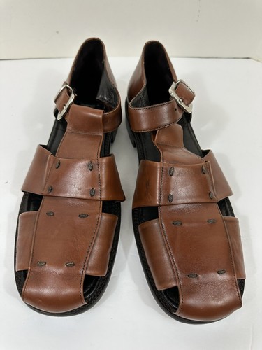 Cable & Co Men’s Leather Fisherman Buckle Sandals Brown Size 12 Made in Italy - Picture 2 of 7