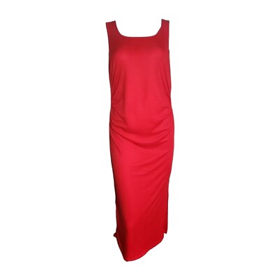 Love Dress Womens Plus Size 1X Solid Red Sleeveless Pullover Ruched Ribbed  NWT | eBay