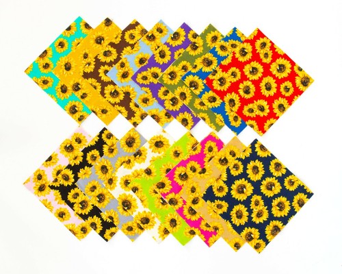 102 piezas GIRASOLES Paquete de Dijes Precorte 5" Cuadrados 100% Algodón Tela Edredón - Imagen 6 de 7