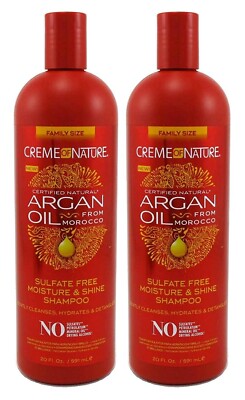 Family Care Creme Of Nature Arganöl Sufatfrei Feuchtigkeit Glanz Shampoo 20oz X2