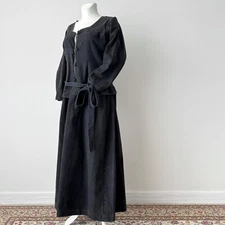 Antique 1900s European Work Women’s Black Cotton Maids Dress