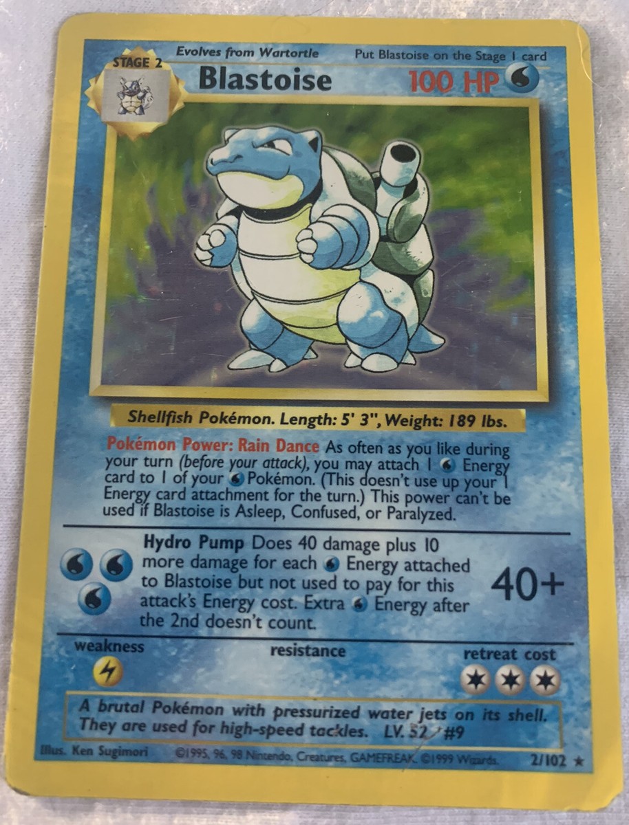 Pokemon TCG Blastoise Holo Rare 2/102 Shadow Base Set heavy play