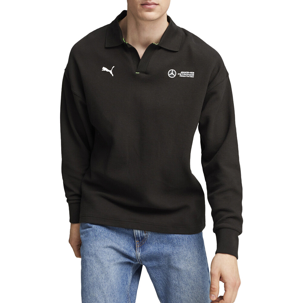 Рубашка поло с длинным рукавом Puma Mapf1 Мужская черная повседневная 62733901