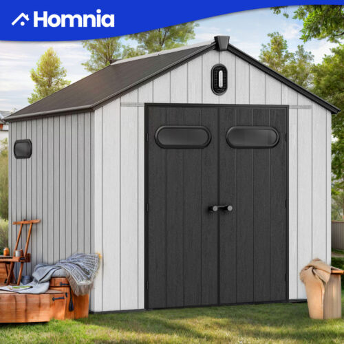 Weatherproof Resin Outdoor Storage Shed HDPE 8x8 ft Lockable, Ventilated & Floor - Picture 3 of 12