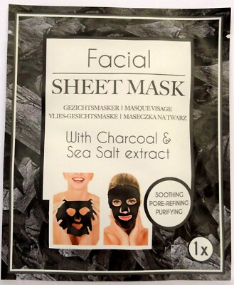 Facial Sheet Mask with Charcoal & Sea Salt extract New