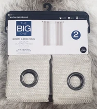 Window Curtain Panels Big One 2 Pack Ecru 37"x 63" Grommet  Room Darkening NEW