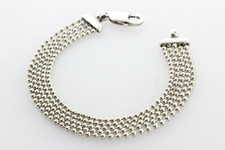 Italy Sterling Silver 925 Five Ball Bead Stand Bracelet - 7"
