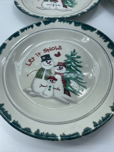Atico Int'l LET IT SNOW! Sm Plates 6.5" Appetizer Bread Dessert Snowmen 1998 - Picture 2 of 8