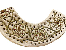 Beaded Womens Dress Peter Pan Collar Hand Made in India Small Beads Vtg 1950s