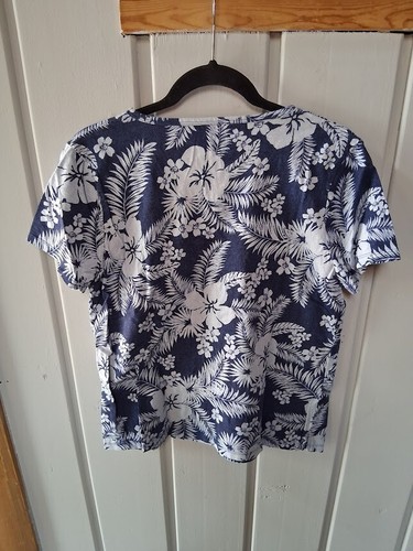 Talbots Tropical Flower Short Sleeve Cotton Tee Top Size L - Picture 4 of 5
