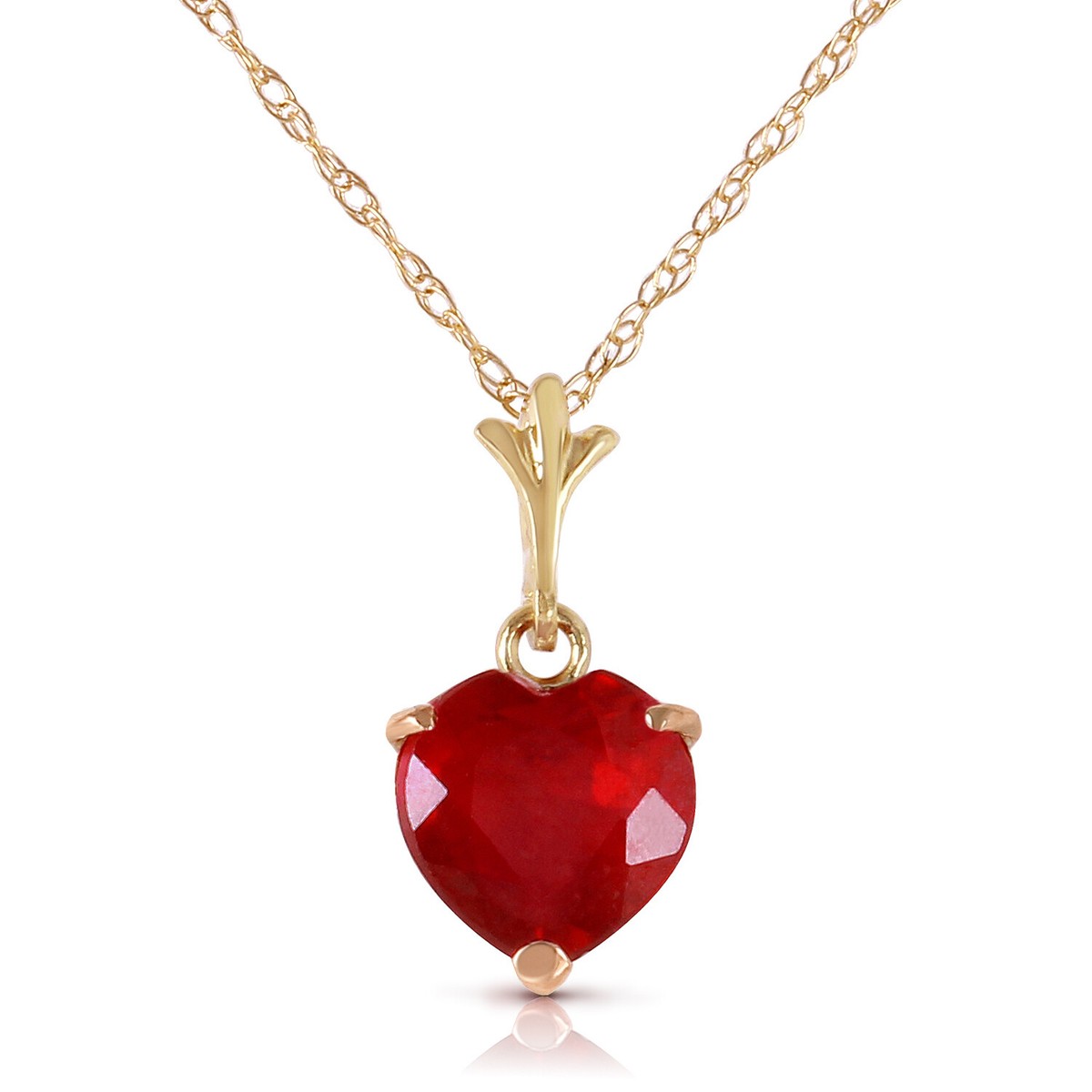 Carat 14k Solid Yellow Gold Necklace Natural Heart Ruby