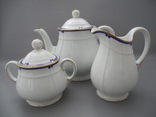 Hutschenreuther Teekern blaue Streifen mit Goldrand Kanne Milch Zucker Kaffee