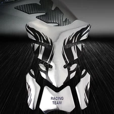 4PC 3D Vinyl Fuel/Gas Tank Pad Protector Decal/Sticker Chrome Silver Tribal Fire